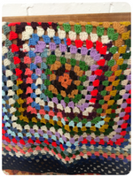 Vintage 70’s Style Bohemian Hand Crochet Granny Square Blanket