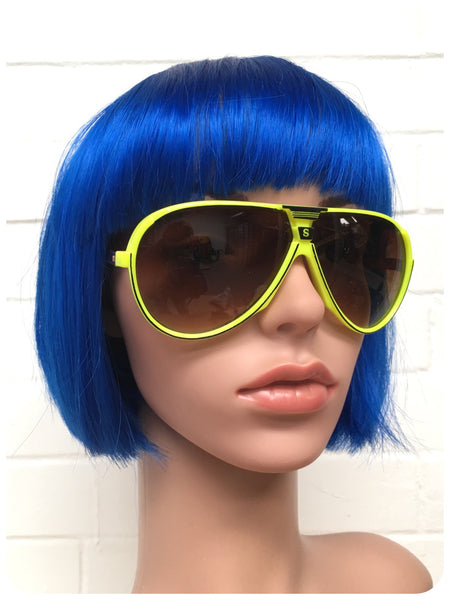 Vintage 80s 90s Brand New Deadstock Big Neon Yellow Sport Aviator Sung Penny Bizarre