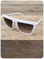 Vintage 90s Oversize White Super Geometric Cartoon Sunglasses Dead Stock UV400