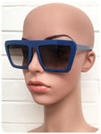 Vintage 90s Oversize Blue Super Geometric Cartoon Sunglasses Dead Stock UV400