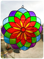 Boho Balinese Sun Catcher Stained Glass Mandala