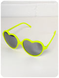 True Vintage 90s Big Oversize Neon Yellow Mirror Lens Heart Shape Lolita Sunglasses Brand New Dead Stock UV400