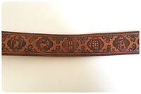 VINTAGE 70’s TOOLED DEEP TAN LEATHER BELT BOHEMIAN HIPPIE ETHNIC 30-33 INCHES