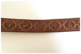 VINTAGE 70’s TOOLED DEEP TAN LEATHER BELT BOHEMIAN HIPPIE ETHNIC 30-33 INCHES