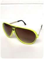 Vintage 80s/90s Brand New Deadstock Big Neon Yellow Sport Aviator Sunglasses