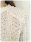 VINTAGE 1980’S QUIRKY CUTE LACY FINE KNIT JUMPER UK 10-12