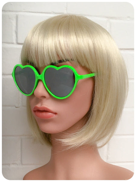 True Vintage 90s Big Oversize Neon Green Mirror Lens Heart Shape Lolita Sunglasses Brand New Dead Stock UV400
