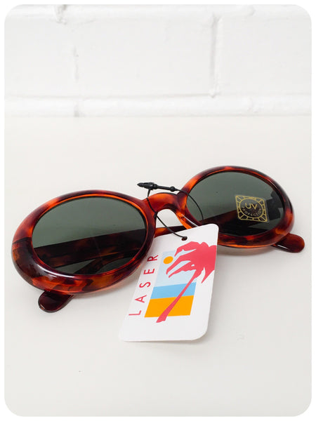 Vintage 1980s Brand New Deadstock Tortoise Shell Bug Eye Sunglasses