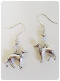 Hand Crafted 925 Sterling Silver Whippet Greyhound Sighthound Moonstone Gemstone Earrings