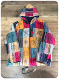 Vintage 90s Patchwork Indian Block Printed Hippie Coat Jacket