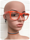 Retro 80s Orange Wayfarer Horn Rim Clear Lens Geek Glasses Frames Specticles