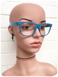 Retro 80s Blue Wayfarer Horn Rim Clear Lens Geek Glasses Frames Specticles
