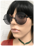 Retro 60's 70's Big Black Penny Round Sunglasses