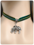 Hand Crafted Indian Elephant Velvet Choker Necklace