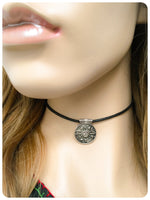 Hand Crafted Celestial Sun Moon Saturn Stars Choker Necklace
