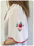 Vintage 1970s Floral Hand Embroidered Peasant Top