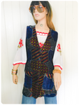 VINTAGE 70’s INDIAN VELVET PSYCHEDELIC WAISTCOAT TUNIC BOHO HIPPIE UK8-12