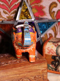 Wooden Indian Elephant Tea Light Holder (Orange) - Penny Bizarre - 2