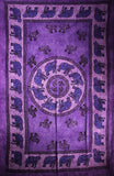 Indian Wall Hanging Single Throw Bedspread Elephant Tye Dye Purple - Penny Bizarre - 1
