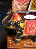 Wooden Indian Elephant Tea Light Holder (Black) - Penny Bizarre - 2