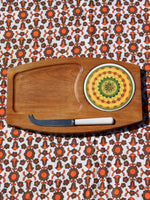 1970's Funky Mandala Tile Cheese Board & Knife - Penny Bizarre - 1