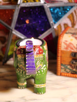 Wooden Indian Elephant Tea Light Holder (Green) - Penny Bizarre - 2
