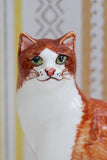 Vintage Ginger Tuxedo Cat Ceramic Ornament - Penny Bizarre - 2