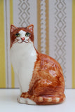 Vintage Ginger Tuxedo Cat Ceramic Ornament - Penny Bizarre - 1