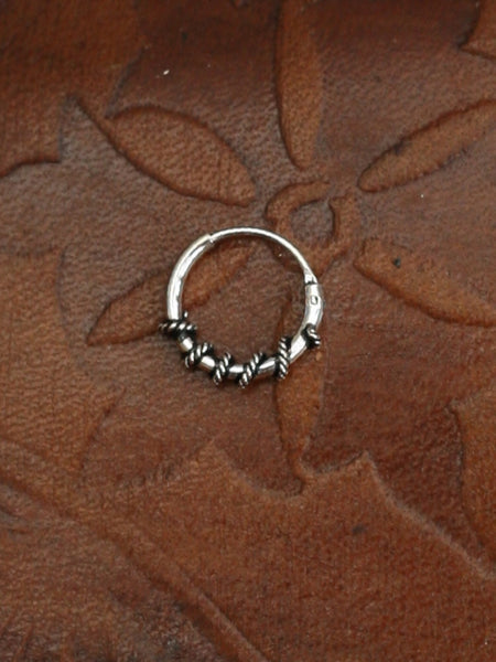 Hand Crafted 925 Sterling Silver Balinese Nose Ring 8mm - Penny Bizarre - 1