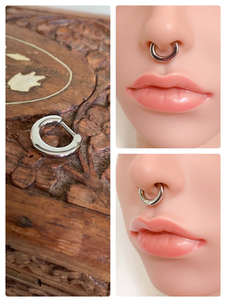 CHUNKY SILVER HORSESHOE SEPTUM RING CLICKER SURGICAL STEEL 16g 1.2mm