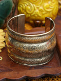 Chunky Hand Crafted Indian Flowers Brass Bangle - Penny Bizarre - 3