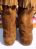 Vintage Tan Suede Navajo Tassel Fringe Minnetonka Boots UK4 or UK5 - Penny Bizarre - 5