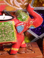 Wooden Indian Elephant Tea Light Holder (Red) - Penny Bizarre - 3