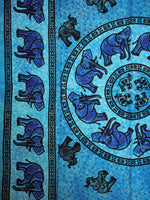 Indian Wall Hanging Single Throw Bedspread Elephant Tye Dye Turquoise - Penny Bizarre - 2