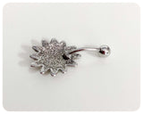INDIAN SILVER SURGICAL STEEL SMILING SUN NAVEL BELLY BAR BOHO BODY PIERCING