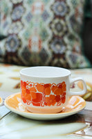 1970's Yellow Orange Funky Floral Tea For Two - Penny Bizarre - 2
