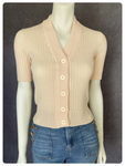 VINTAGE 1970’s CREAM SKINNY RIB CARDIGAN UK8-10