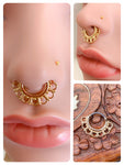GOLD LACE TRIBAL FAN INDIAN SEPTUM CLICKER RING BOHO 16g 1.2mm
