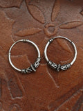 Hand Crafted 925 Sterling Silver Balinese Hoop Earrings 12mm - Penny Bizarre - 2