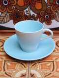 1960/70's Poole Pottery Twintone Sky Blue Dove Grey Cup & Saucers x 4 - Penny Bizarre - 2