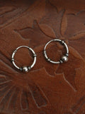 Hand Crafted 925 Sterling Silver Balinese Hoop Earrings 10mm - Penny Bizarre - 1