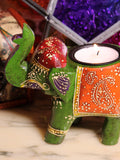 Wooden Indian Elephant Tea Light Holder (Green) - Penny Bizarre - 3