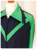 ORIGINAL VINTAGE 70’s KLEPPER NAVY GREEN CHEVRON WINDBREAKER JACKET COAT MOD SCOOTER SIZE L