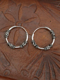 Hand Crafted 925 Sterling Silver Balinese Hoop Earrings 14mm - Penny Bizarre - 1