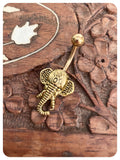 INDIAN ELEPHANT GOLD SURGICAL STEEL NAVEL BELLY BAR BOHO BODY PIERCING
