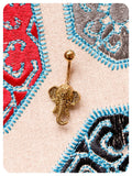 INDIAN ELEPHANT GOLD SURGICAL STEEL NAVEL BELLY BAR BOHO BODY PIERCING