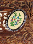 Vintage 70s Hand Embroidered Brooch - Penny Bizarre - 1