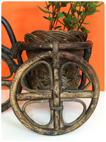 VINTAGE 70’s CANE WICKER BAMBOO BICYCLE TRICYCLE BIKE PLANTER PLANT HOLDER STAND