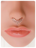 SILVER BEADED RINGS NON PIERCED CLIP ON FAKE SEPTUM RING TRIBAL INDIAN