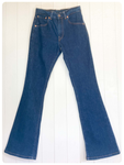 ORIGINAL LEVI LEVIS RETRO DARK BLUE STRETCH DENIM 525 89 BOOT CUT JEANS 28W 31L